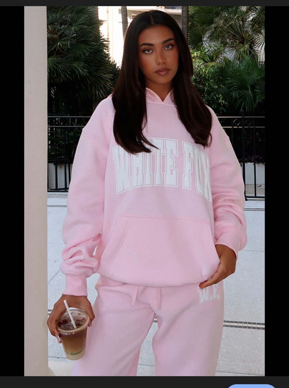 White Fox Decade Classics Varsity Oversized Hoodie in Posy Pink